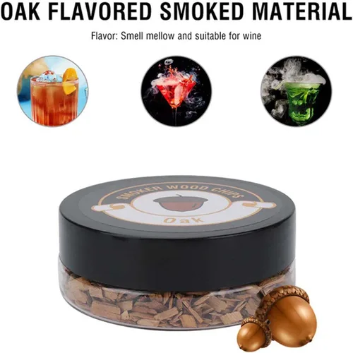 Vista 5 de Paquete de 4 chips de madera para pistola de ahumar, infusor de humo de mano, aserrín para bebidas ahumadas, alimentos, cócteles, queso, postres