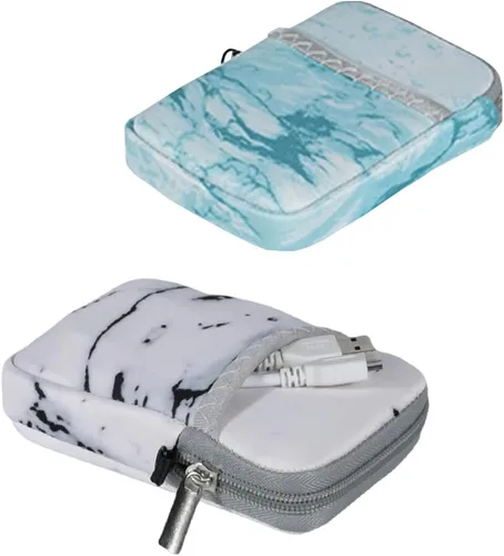 Vista 5 de Estuche de transporte de disco duro externo suave (Marble White+Marble Green)