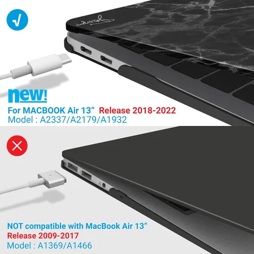Vista 4 de IBENZER MAD-T13BKMB - Funda compatible con MacBook Air de 13 pulgadas 2022 2021 2020 M1 A2337 A2179 A1932, carcasa rígida de plástico para Mac Air