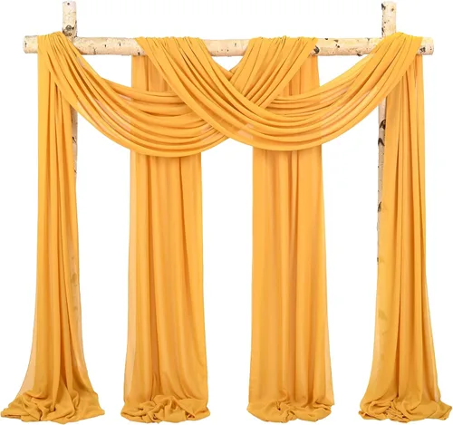Vista 18 de Tela para Cubrir Arco de Boda, 4 Paneles 71 cm x 6,1 m Telas para Arco de Boda Azul Bebé para Ceremonia, Telas de Gasa para Decoración de Arco