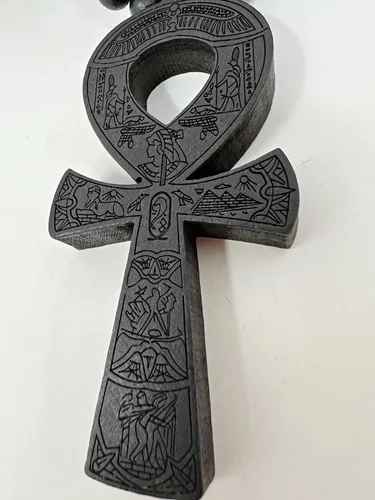 Vista 7 de Fashion 21 Colgante Ankh de la llave de la vida de Egipto 0.315 in 36" collar de cuentas de madera en tono negro y marrón