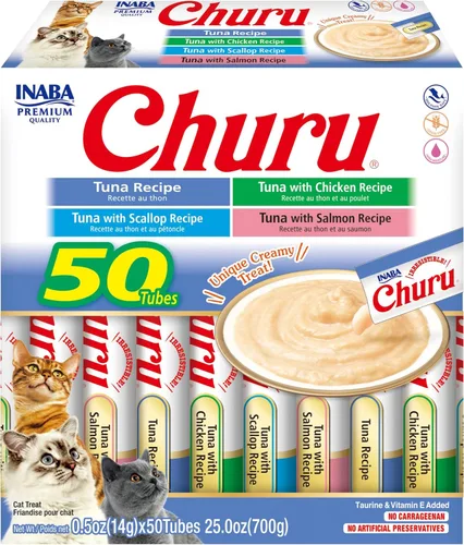 Vista 9 de INABA Churu - Golosinas para gatos, sin granos, puré cremoso para gatos, variedad de pollo