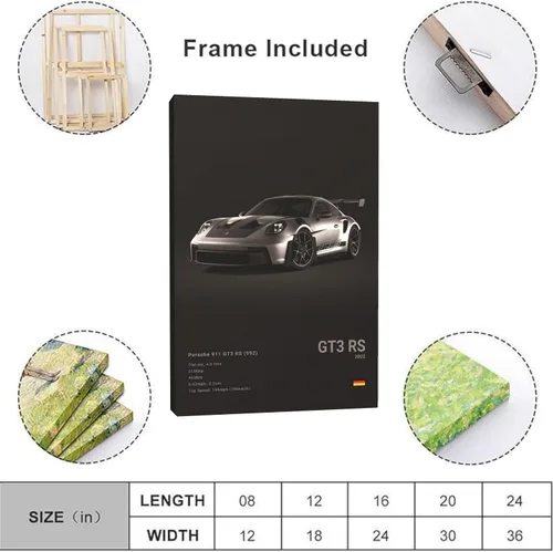 Vista 8 de Póster de Supercar 911 GT3RS Póster de Carreras Pintura de Pared Vintage Arte de Pared en Lienzo Pintura en Lienzo Pósteres Regalo de Cumpleaños