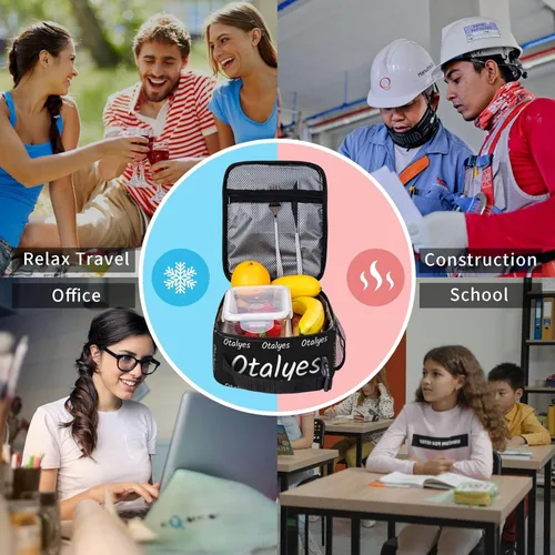 Vista 7 de Lonchera personalizada para hombres, mujeres y adultos con nombre, imagen, texto, foto, bolsa de almuerzo aislada personalizada para el trabajo