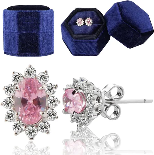 Vista 2 de Plata de ley 925 con zafiro creado de 15 quilates rubí amatista esmeralda aguamarina peridoto de turmalina piedra natal aretes estilo princesa Diana