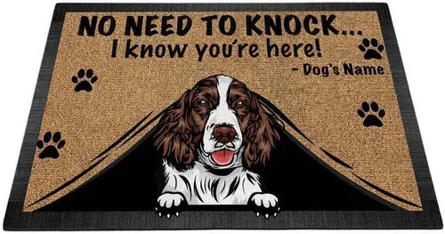 Vista 20 de Felpudo personalizado Peeking Dog English Bulldog No Need to Knock I Konw You're Here 23.6 x 15.7 pulgadas Bulldog-1 Inglés