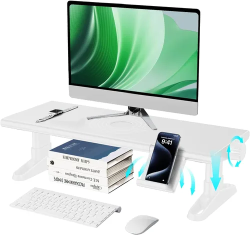 Vista 9 de Soporte elevador de monitor de computadora para escritorio, 4.4-5.7 pulgadas, altura ajustable libremente con soporte para teléfono celular