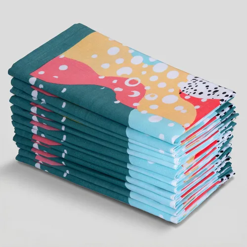 Vista 47 de Fingercraft - Juego de 12 servilletas de tela de mezcla de algodón y lino, con estampado, perfecta para fiestas, cenas, bodas, cócteles y Navidad