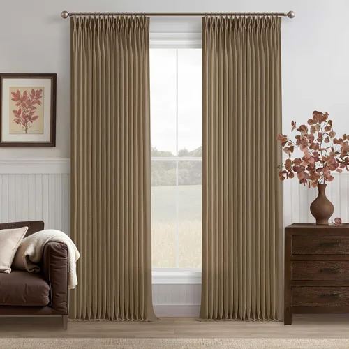 Vista 18 de TWODRAPES Cortinas de Lino Plisadas con Pinza Beige Blancas de 54 Pulgadas de Largo 2 Paneles para Comedor Cocina Dormitorio Plisadas Semi