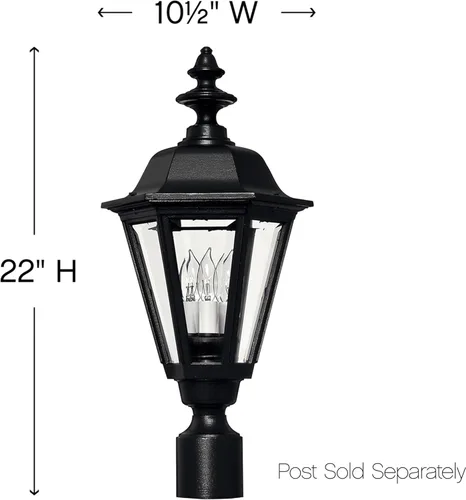 Vista 2 de Manor House Collection Traditional One/Three Light - Poste para exteriores, montaje en muelle, color negro