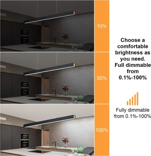 Vista 3 de Lámpara colgante lineal LED de 39.37 pulgadas, luz de mesa de billar regulable de 36 W, luces modernas de isla para cocina, comedor, sala de estar