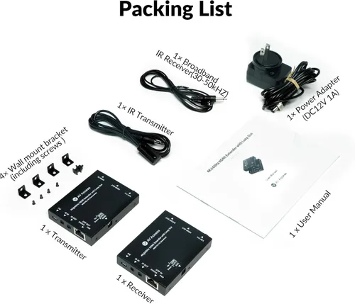 Vista 9 de Extensor HDMI 4K de acceso AV sobre Cat6, 230 pies/229.7 ft, 4K @60 Hz 4:4: 4, salida de bucle, HDCP 2.3, PoC bidireccional, control IR, interruptor