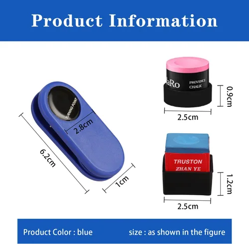 Vista 3 de Clip magnético para tiza de billar, portador de tiza para billar y accesorios de billar Azul