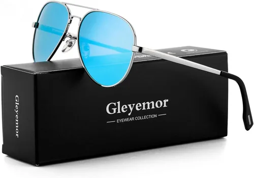 Vista 2 de Gleyemor Gafas de sol de aviador pequeñas para mujeres y hombres, marco pequeño de 2.047 in, polarizados, aviadores para cara pequeña