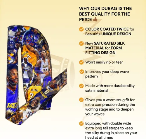Vista 31 de Art Silky Durag con colas largas y anchas, durags de tela de seda suave satinada para mayor comodidad y compresión
