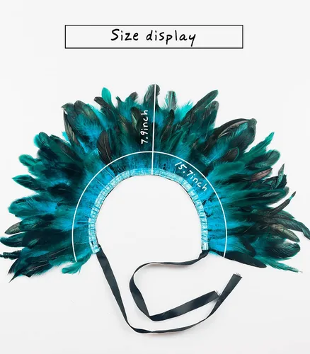 Vista 4 de L'VOW Capa de plumas de gallo para niños, chal iridiscente para fiesta de juegos (Blue-Ro)