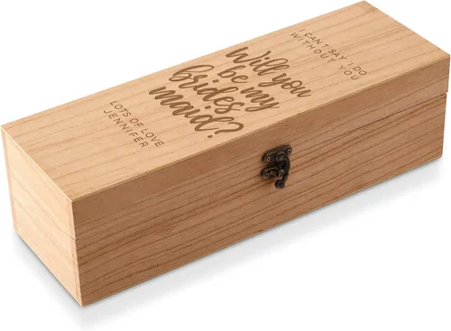 Vista 14 de Weddingstar Caja de regalo de vino de madera grabada personalizada con tapa - Blush Blooms