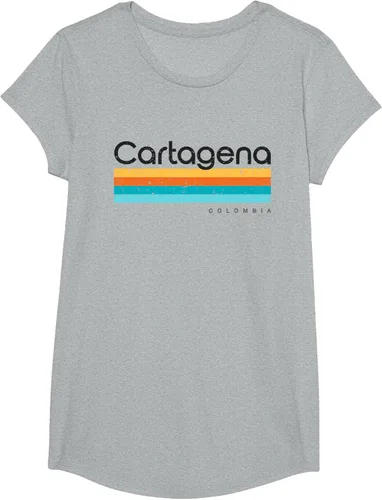 Vista 80 de Camiseta vintage de Cartagena Colombia con diseño retro, Blanco, S