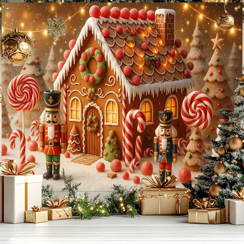 Vista 15 de HOMETITUTE Pancarta de Navidad de Papá Noel 8 x 6 pies Lista de Regalos Telón de Fondo Fiesta Navideña Fondo Árbol Muñeco de Nieve Bicicleta