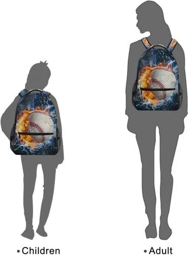 Vista 9 de Mochila para adultos, mochila escolar casual, bolsa de viaje con cremallera, Abstracción Fuego Agua Béisbol De, Mochilas Daypack