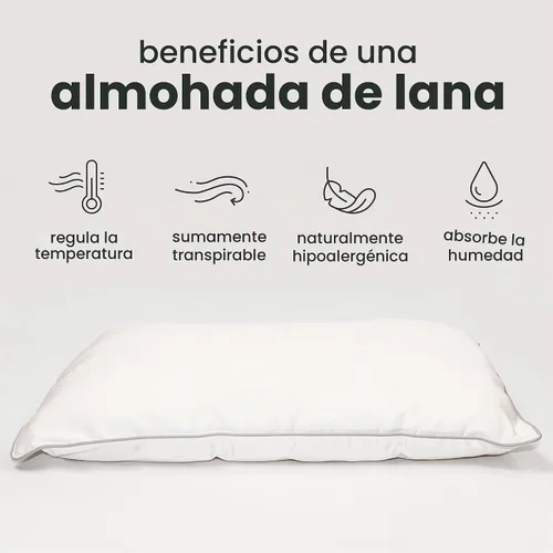 Vista 3 de Woolino Almohada para niños pequeños, almohada de dormir de lana 100 % transpirable de primera calidad y funda de algodón, tamaño de viaje