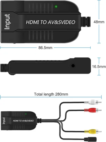 Vista 3 de HD 1080p HDMI a macho AV 3RCA S-Video compuesto convertidor de audio adaptador compatible con PAL/NTSC con micro cable