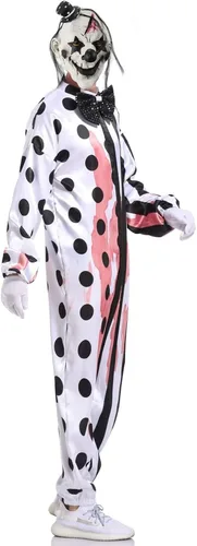 Vista 4 de nezababycos Disfraz de payaso aterrador de Halloween para fiesta de cosplay trajes de Joker para hombres adultos overol de látex