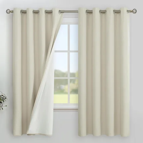 Vista 199 de YoungsTex - Cortinas 100% opacas para dormitorio, con aislamiento térmico y ojales, cortinas oscuras negras con capa pesada para ventana de sala