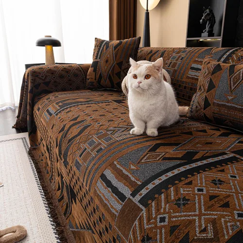 Vista 25 de ROOMLIFE Funda de sofá con estampado de leopardo para sofá de 3 plazas, lavable, protector de muebles para perros, funda de sofá suave