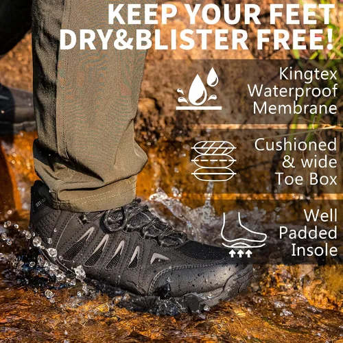 Vista 3 de SHULOOK Hiking Boots Men Waterproof Mid Boots Non-Slip LightWeight Comfortable