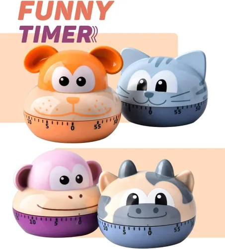 Vista 9 de Divertidos temporizadores mecánicos de animales, 60 minutos, dispositivo de cocina, temporizador de cocina, reloj con alarma fuerte, contadores