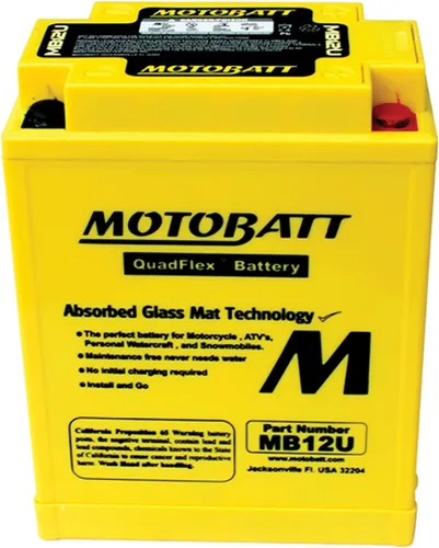 Vista 2 de MotoBatt MB12U, batería AGM QuadFlex activada de fábrica (12 voltios 15 Amperios) 160CCA