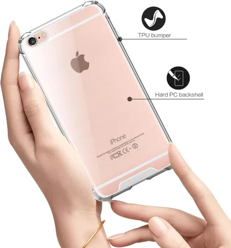 Vista 3 de Funda para iPhone 6, funda transparente para iPhone 6s, bonita funda antiarañazos, delgada, funda de TPU reforzada, absorción de golpes, funda