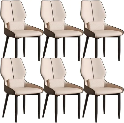 Vista 20 de YVYKFZD Juego de sillas de comedor de cuero, sillas de comedor con patas de metal, sillas de cocina tapizadas, silla minimalista sin brazos