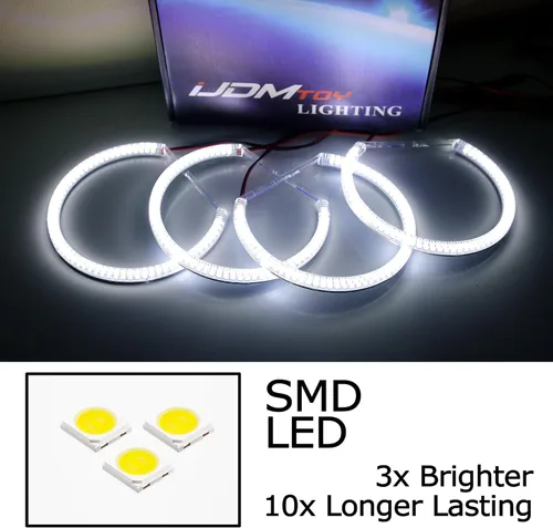 Vista 3 de Kit de luces LED iJDMTOY, Blanco Xenon 7000K de aureola para iluminación en forma de anillo para BMW de las series 3 E36, E46 - Series 5 E39