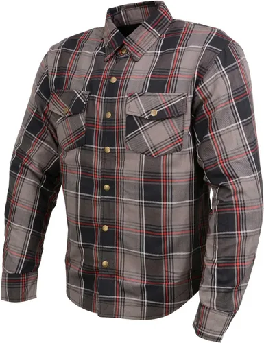 Vista 15 de Camisa de motociclista Milwaukee Leather para hombre, de franela a cuadros con fibra de aramida y armadura - Azul pequeña