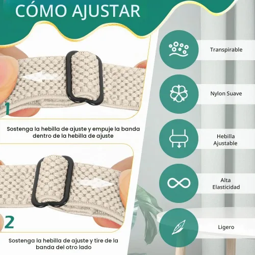 Vista 3 de Correas deportivas de nailon elásticas ajustables compatibles con Fitbit Inspire 3/Inspire 2/Inspire/Inspire HR/Ace 2/Ace 3, correas elásticas