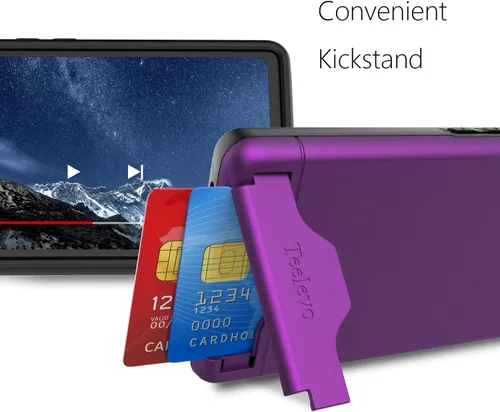 Vista 3 de Funda tipo cartera para Google Pixel 7a, funda de doble capa con ranura para tarjeta y soporte para Google Pixel 7a - Púrpura