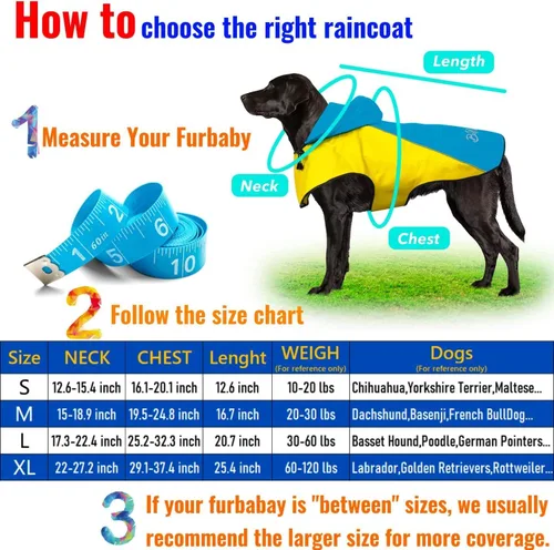 Vista 6 de Impermeable para perro, poncho impermeable con capucha, chaqueta reflectante de seguridad para perro, abrigo impermeable para perro, impermeable