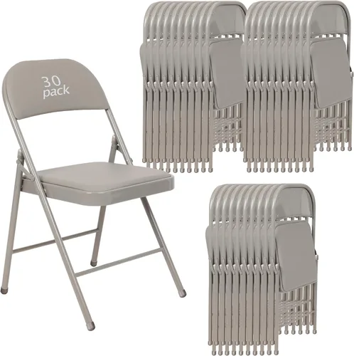 Vista 20 de Juego de 4 Sillas Plegables Tapizadas en Negro - Cómodas Sillas Apilables Portátiles para Interior y Exterior, Eventos, Fiestas, Oficina, Boda Negro