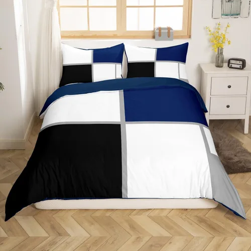 Vista 24 de Erosebridal Funda de edredón a rayas color negro y beige, funda de edredón bohemia moderna geométrica abstracta para mujeres, hombres y adultos