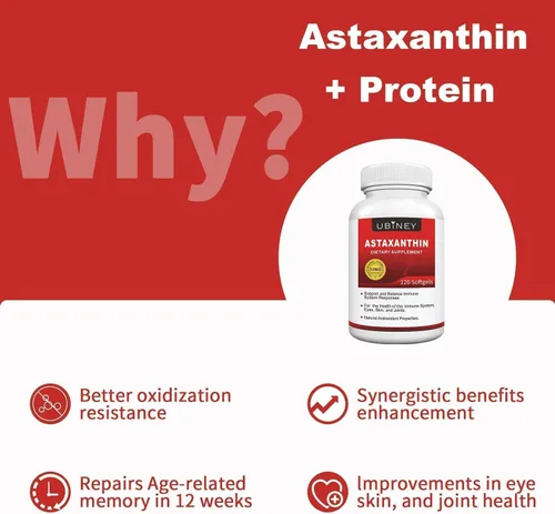 Vista 3 de Suplementos de astaxantina premium de 12 mg, cápsulas blandas, 120 porciones, apoya la salud inmunológica, de la piel, de los ojos