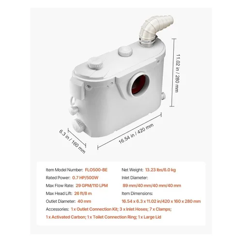 Vista 9 de 700W Macerator Pump Upflush Waste Water Disposal EU