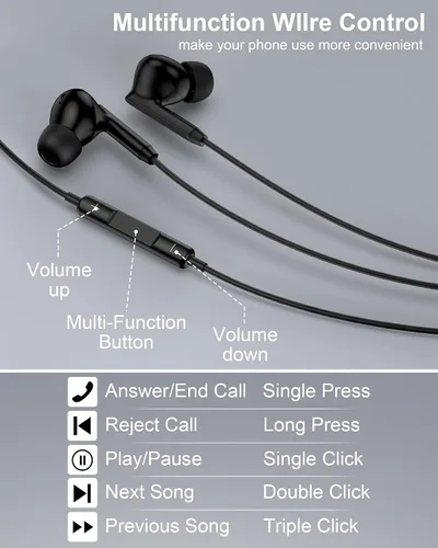Vista 3 de Samsung - Auriculares con cable USB C, auriculares USB C con cable para Apple iPhone 17e 17 Pro Max 17pro Air 16e 16 15 Plus, auriculares