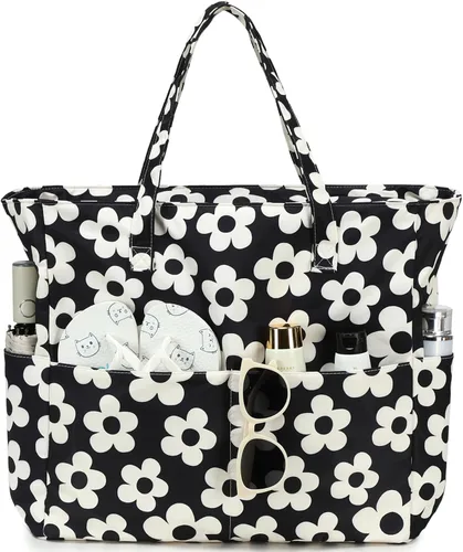 Vista 14 de Bluboon - Bolsa de playa impermeable para mujer, extra grande, con compartimento húmedo, para llevar de fin de semana, bolsa de piscina para viajes