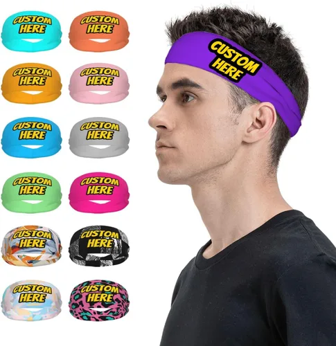 Vista 33 de Diadema deportiva personalizada para añadir cualquier foto texto, logotipo, personalizable, bandas elásticas que absorben la humedad para mujeres