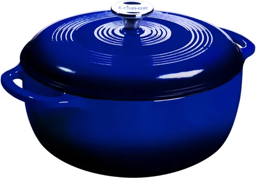 Vista 5 de Lodge, EC3D33 - Horno holandés de hierro fundido esmaltado, 3 cuartos de galón, azul caribe
