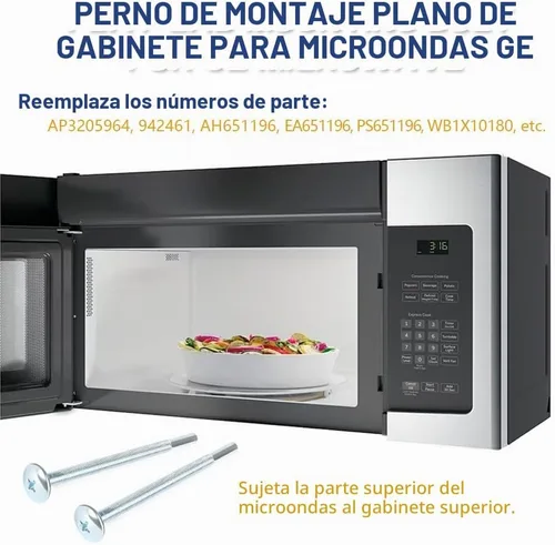 Vista 3 de KOZHOM [Actualizado] WB01X10180 - Perno de montaje para microondas GE, montaje de gabinete de microondas, perno plano (paquete de 3)