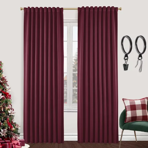 Vista 60 de SHINELAND Cortinas opacas cortas para ventanas de dormitorio, cortinas de baño, 45 pulgadas de largo