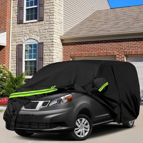 Vista 8 de Funda impermeable para automóvil compatible con Nissan NV200 2015-2021, poliéster con forro interior de algodón para todo tipo de clima, con puerta